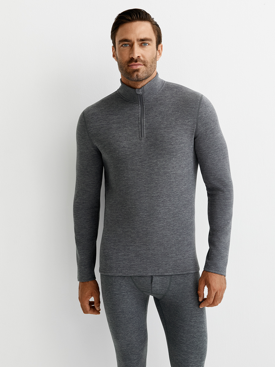 OmU 1623T 3D Лонгслив стойка молния мужской "Термо"