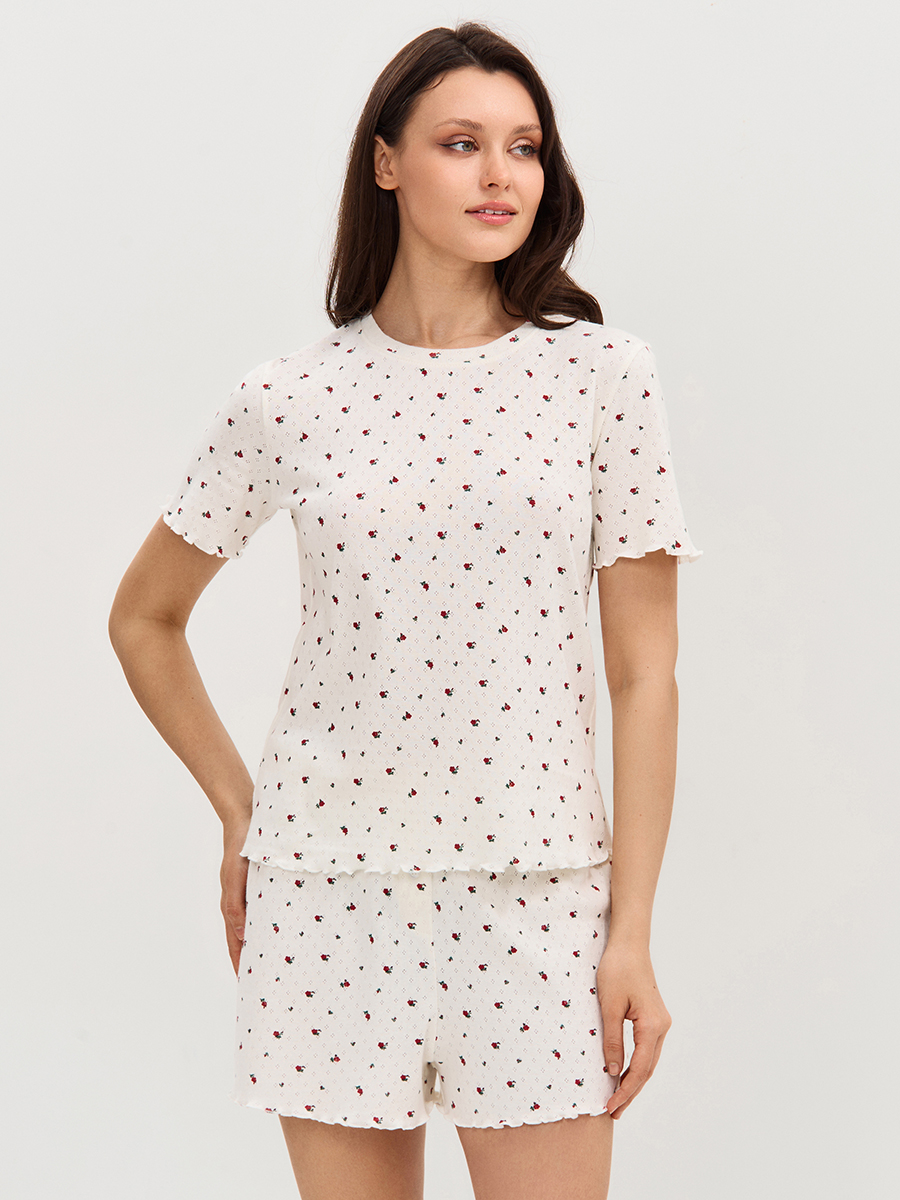   OmD 0260D POINTELLE PRINT Пижама жен. (Футболка+Шорты с гульфиком), СО