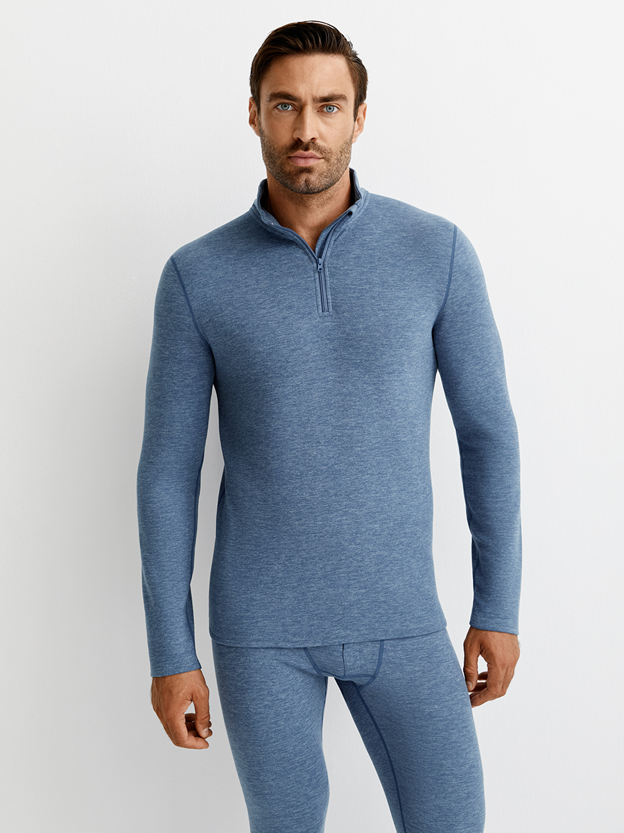 OmU 1623T 3D Лонгслив стойка молния мужской "Термо"