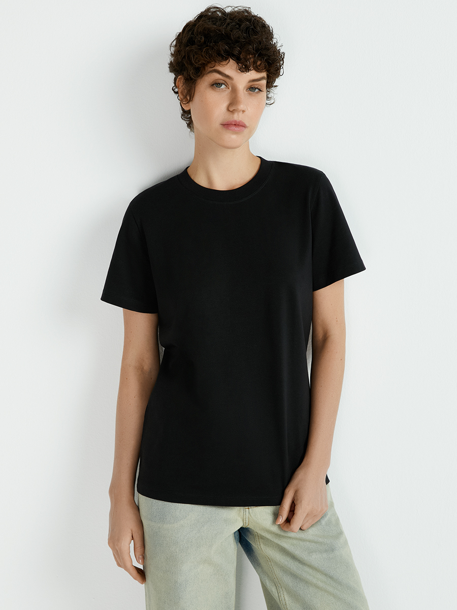 OmT_D1203 Футболка женская прямого кроя, CO+EL